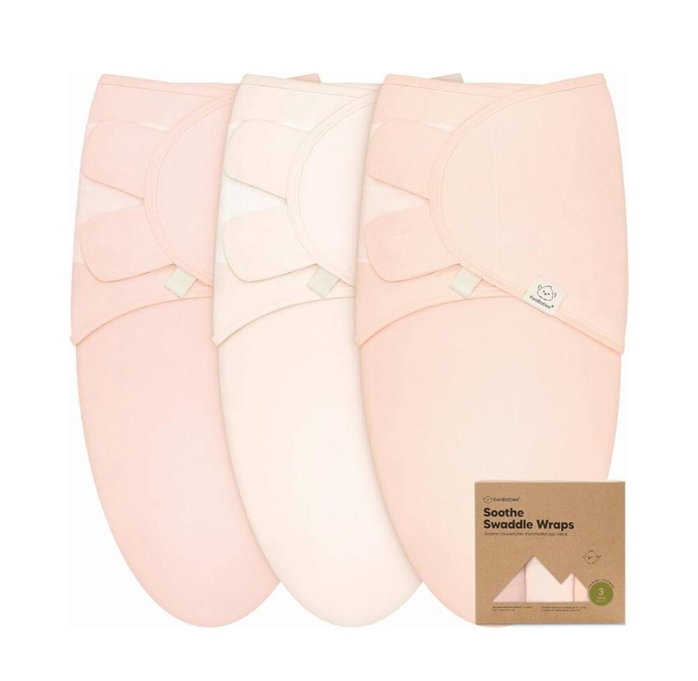 NEW* KeaBabies Angelic Blush 3-Pack Soothe Swaddle Wraps Size Small 0-3 mo.